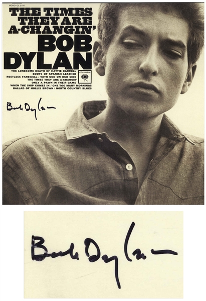 Bob Dylan Signed Album The Times They Are A-Changin -- With COAs from Roger Epperson & Bob Dylans Manager, Jeff Rosen